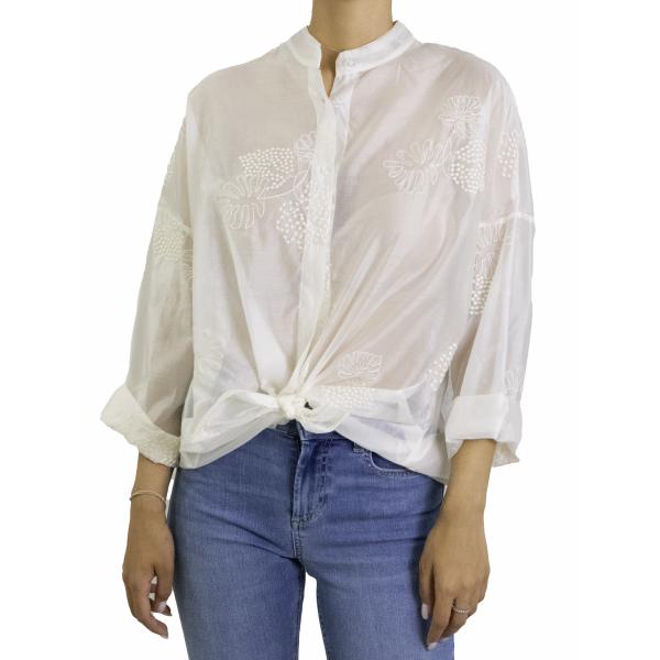 Camicia in viscosa con ricami 